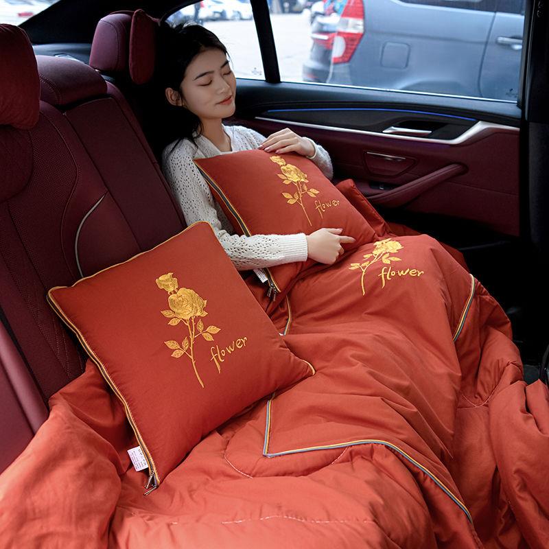 汽车抱枕被子两用四季通用二合一车用被子一体多功能靠垫被夏凉被
