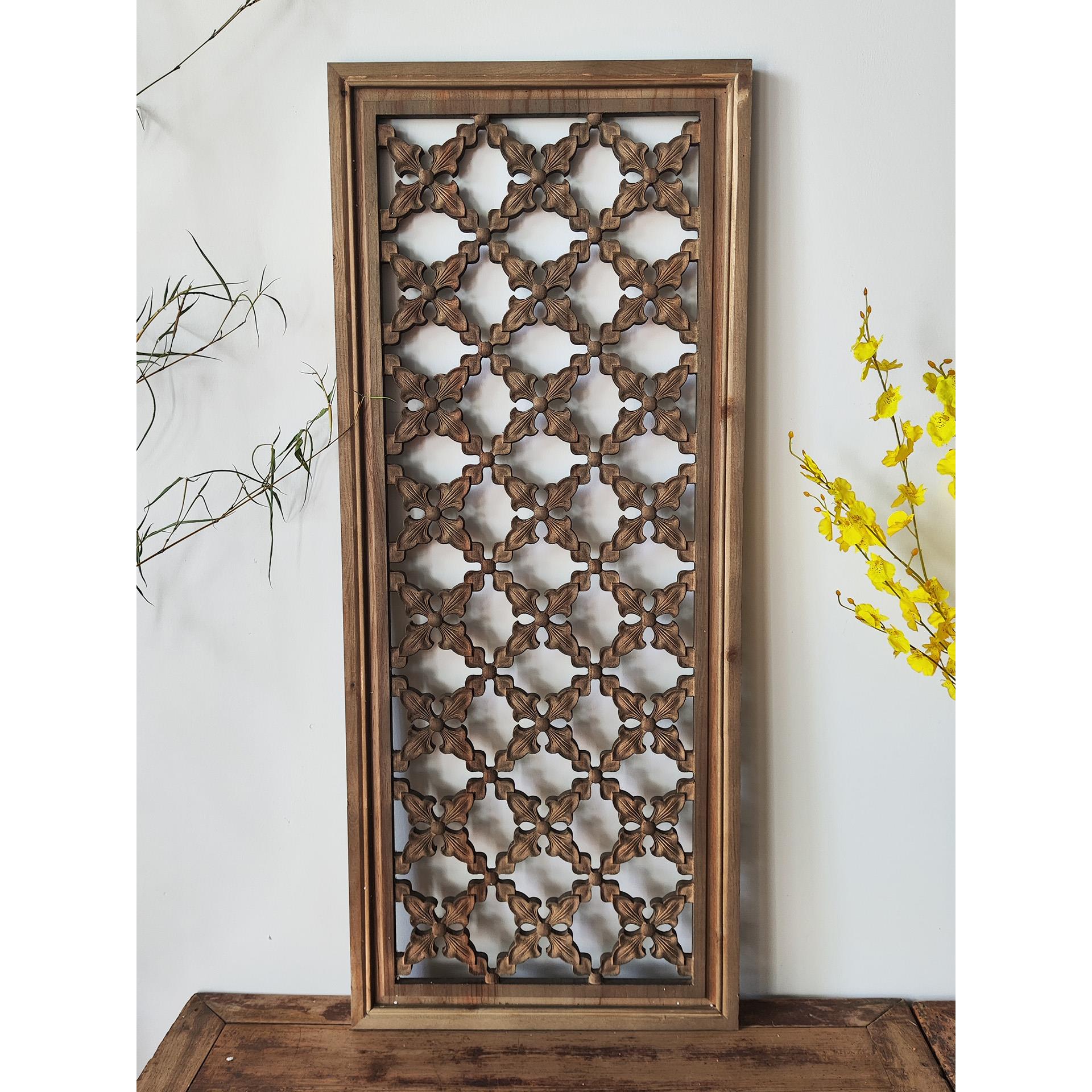 宋氏美学做旧花窗中式实木镂空雕花窗户窗棂覆古怀旧花格装饰挂件