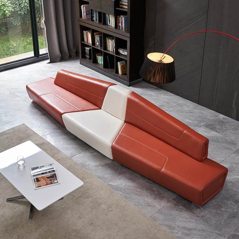 创意个性皮艺沙发简约办公室接待组合椅时尚现代休闲异形茶几套装