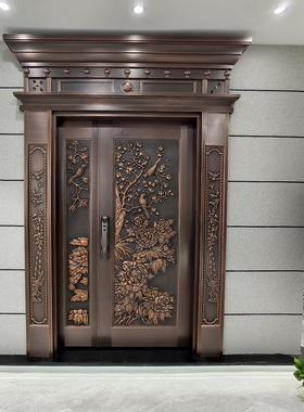 农村自建房真铜门别墅大门豪华家用铜门子母门新中式防盗入户门