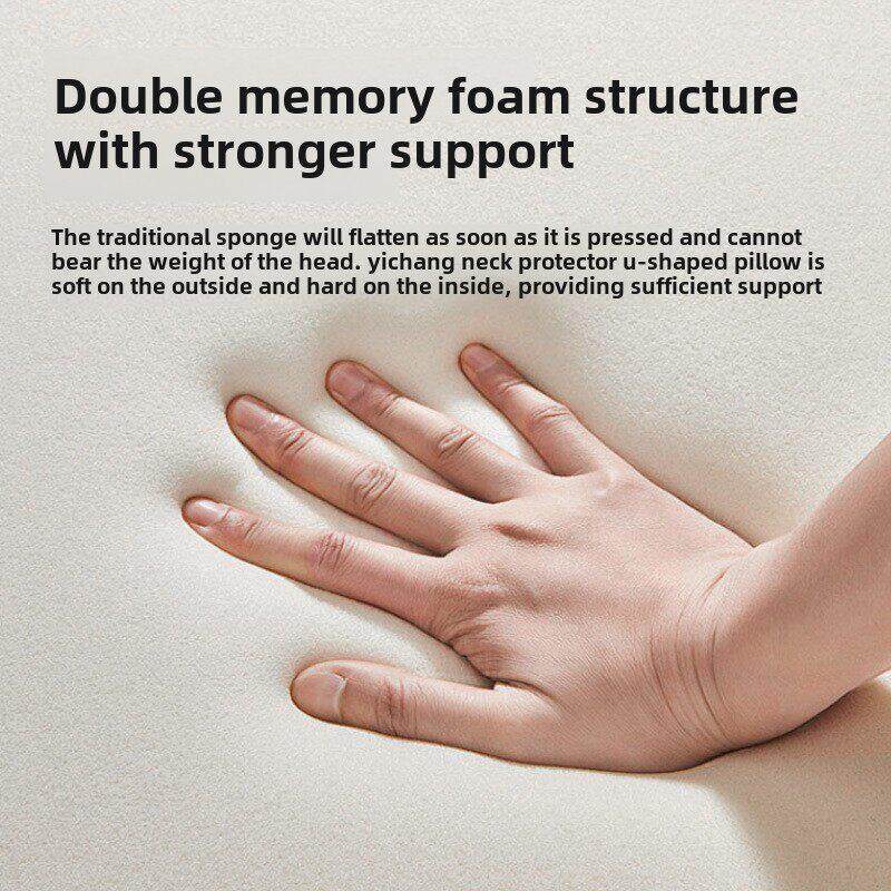 u型按摩枕便携式护颈器颈椎按摩器热敷记忆泡沫振动按摩颈部