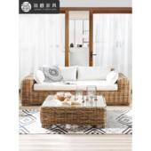 藤编沙发户外花园庭院组合防水防晒藤条别墅休闲藤椅茶几客厅家用