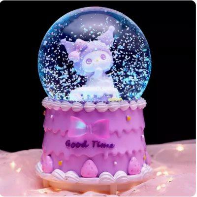 甜心库洛米水晶球音乐盒八音盒旋转飘雪儿童女生日礼物送女孩女童
