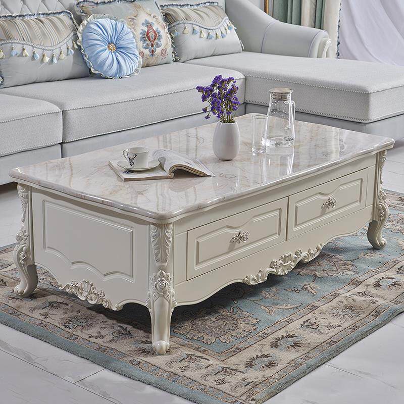 欧式茶几电视柜组合实木家具大理石客厅简约大小户型法式简欧雕花
