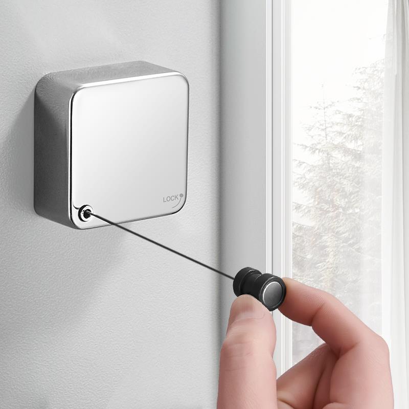 阳台隐形收缩晾衣绳神器免打孔不锈钢室内伸缩钢丝晾衣架凉衣衣服