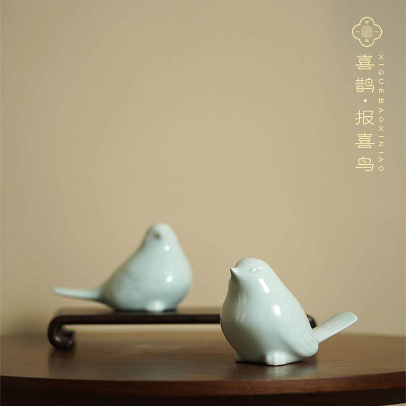 喜鹊摆件陶瓷动物小鸟家居玄关桌面电视柜新中式乔迁软装新婚礼物