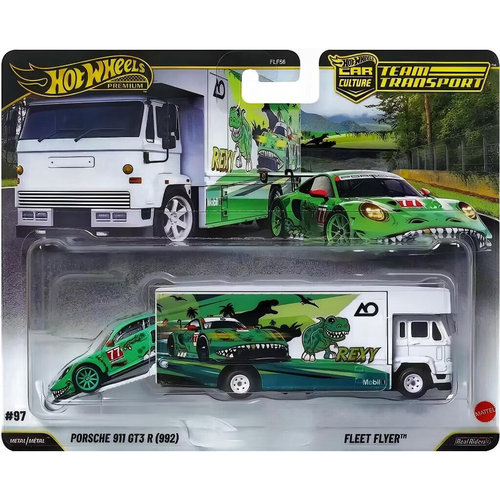 风火轮高级运输车队Team Transport绿恐龙1:64合金汽车模型FLF56