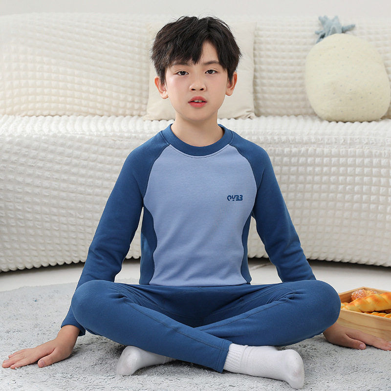 新款儿童莱卡棉无骨保暖内衣女童睡衣家居服秋冬香蒲绒秋衣秋裤