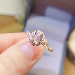 [地质大学珠宝]天然紫黄晶戒指全净体925银镶嵌小众首饰百搭礼物