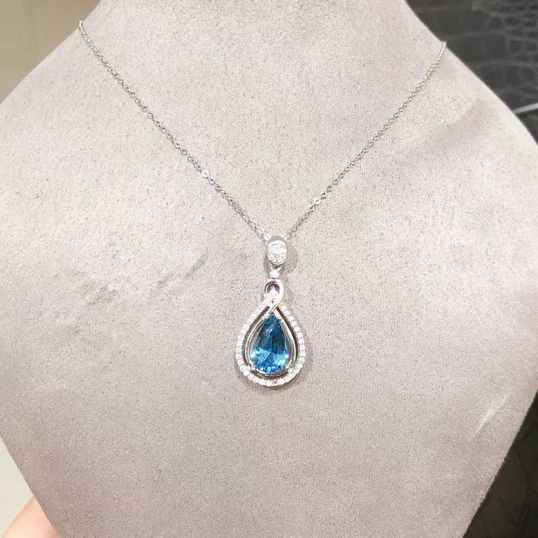 纯天然伦敦蓝吊坠项链火彩超赞