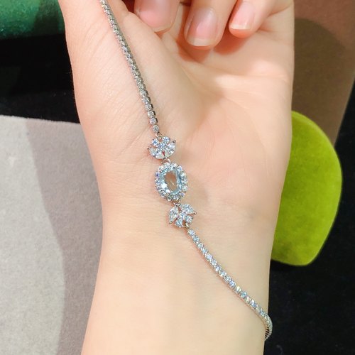 【地大珠宝】纯天然海蓝宝手链