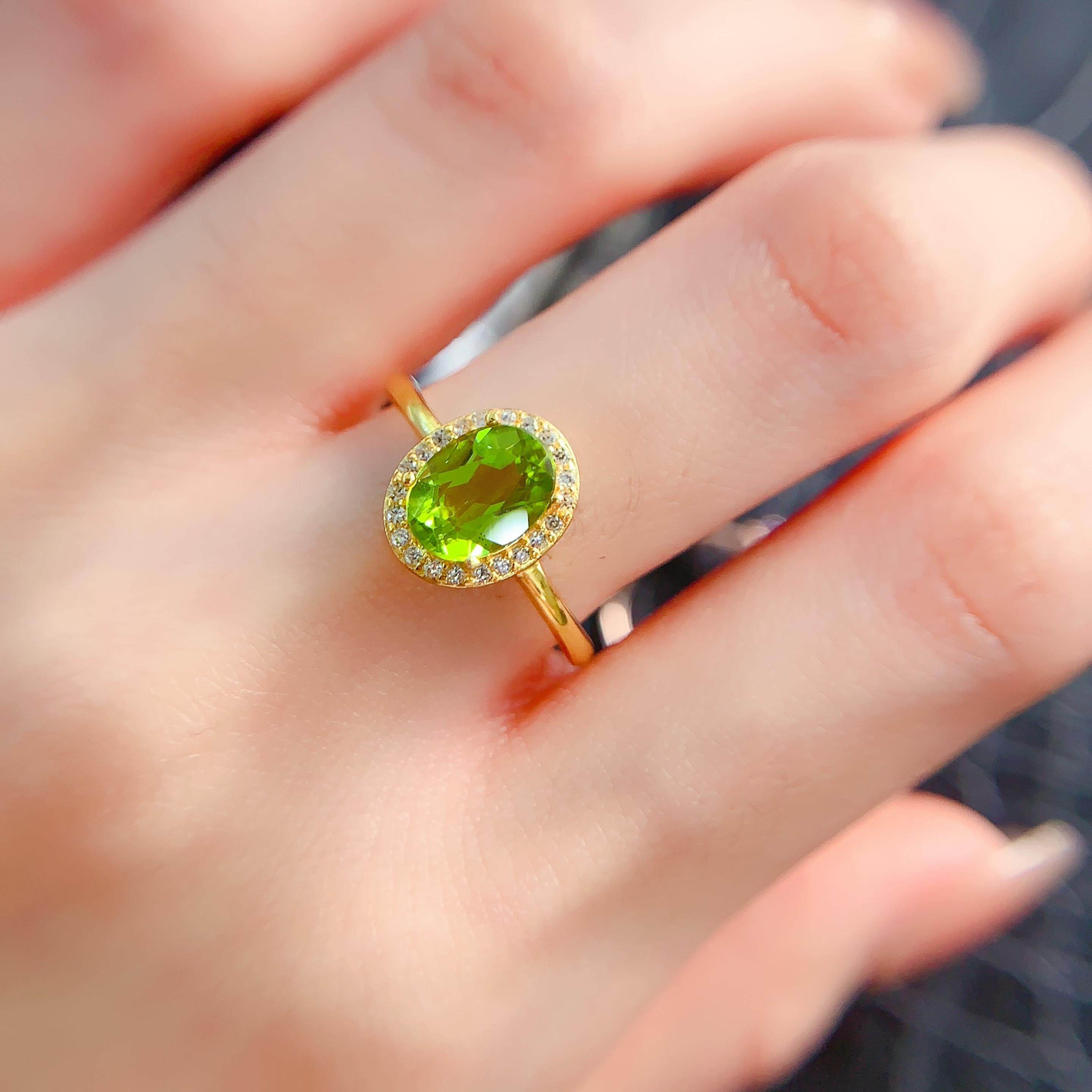 【地大珠宝】天然橄榄石戒指925银镀玫瑰金镶嵌时尚晶体干净颜色,珠宝/钻石/翡翠,手饰,淘宝优惠券,粉丝福利购,淘宝优惠卷