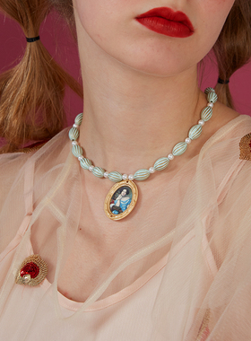 原创小众毛衣链百搭轻复古油画风项链2024年新款女设计感高级冷淡