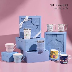 WEDGWOOD威基伍德金粉年华玫瑰花情侣马克杯骨瓷杯子