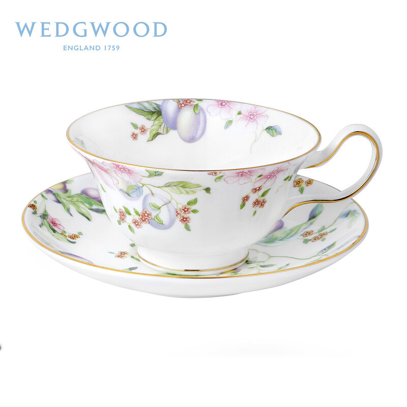 WEDGWOOD威基伍德甜梅花杯碟2件组骨瓷咖啡茶杯茶碟欧式礼盒套装