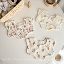 婴儿纱布口水巾ins韩系2025新款花瓣纯棉纱婴幼儿围嘴围兜小月龄