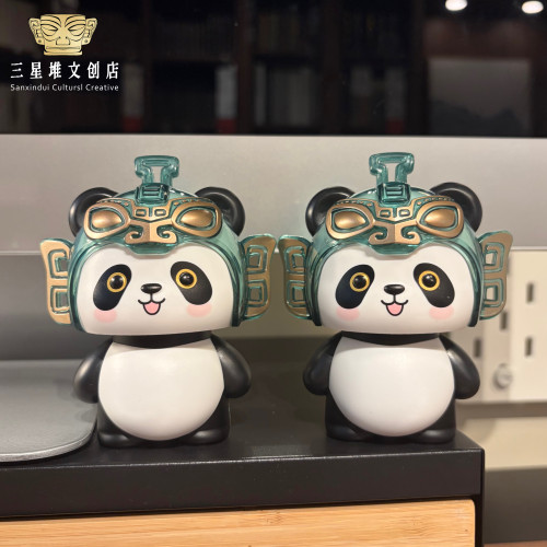 三星堆熊猫光感摆件成都旅游纪念