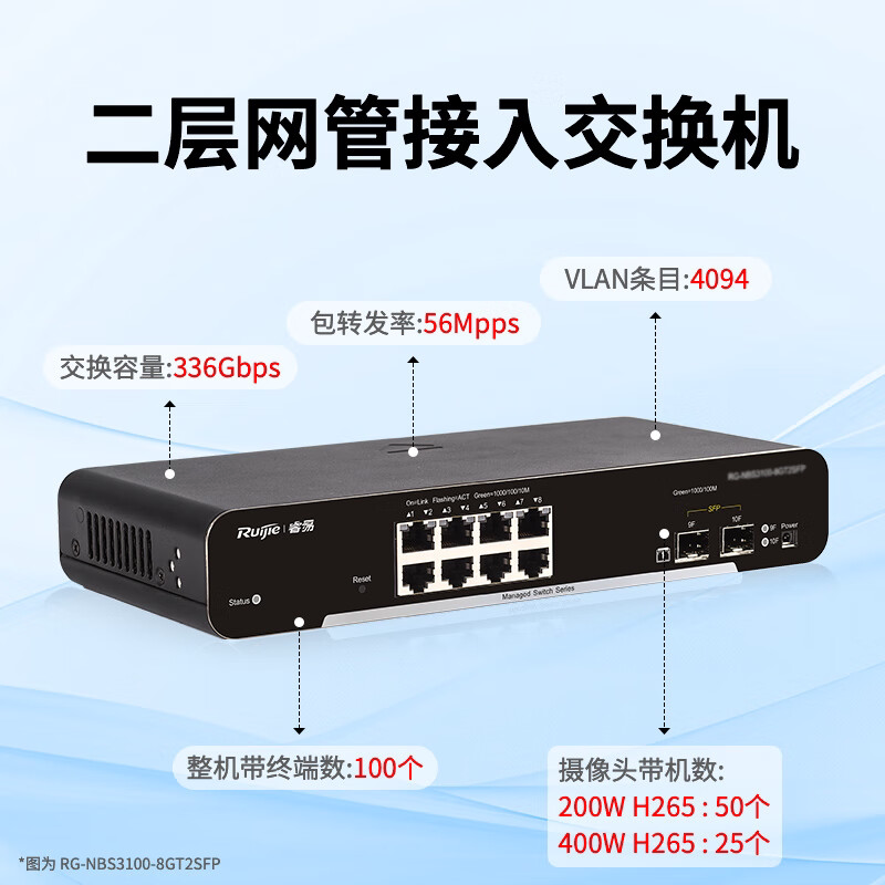 锐捷睿易千兆交换机RG-NBS3100-8GT2SFP 网关型 8口千兆电口+2口千兆SFP光口 官方旗舰店