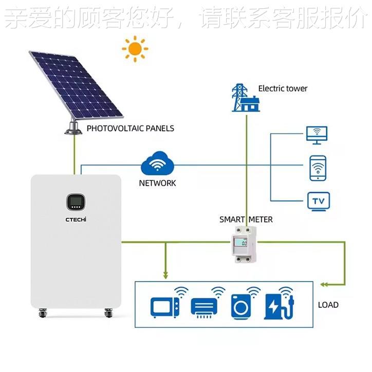 5.储5w/5Kwh家k庭移动一体机套装光伏5KW+5KWH储能系统太阳能能储