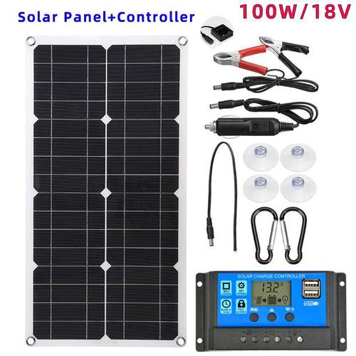 100W太阳能板套件带控制器单晶光伏模块离网系统用于船房车供电