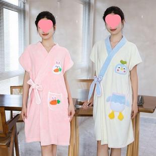 浴巾女可穿裹ILA浴袍非吸纯棉水速干可爱可浴裙大人家用澡洗浴衣