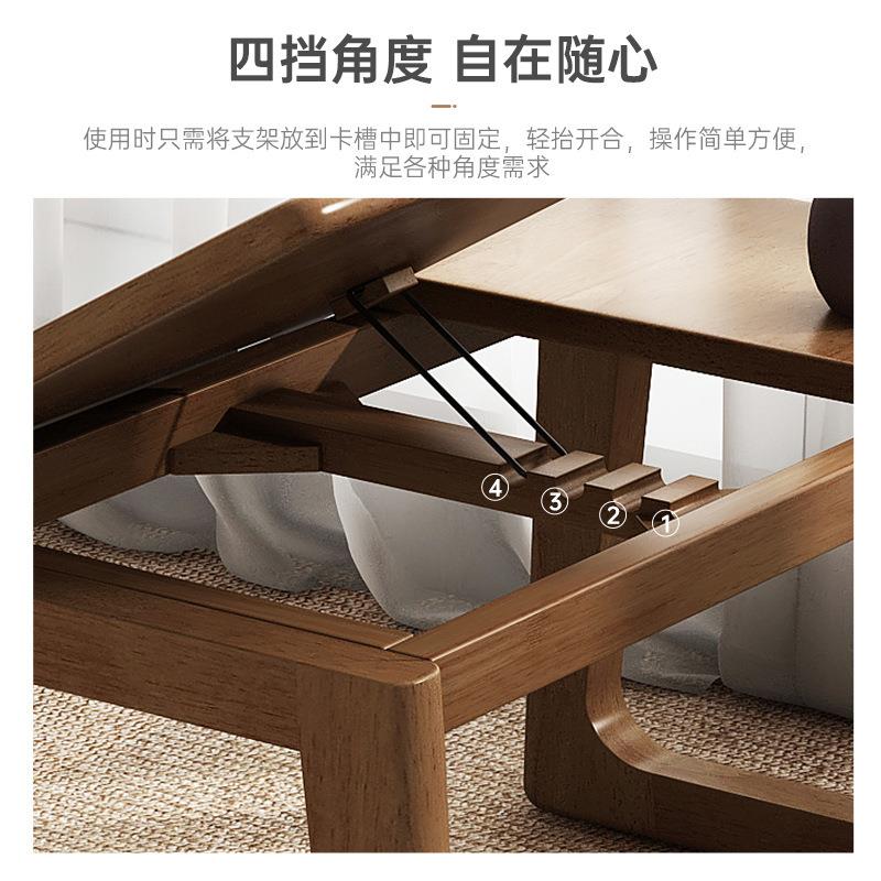 实木桌飘窗可折叠电脑桌家用阳台矮桌日式榻榻米小茶几床上小桌子