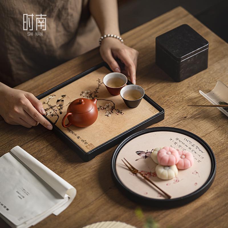 国风吸水壶承创意速干茶承干泡台家用小型托盘复古圆形方形小茶盘
