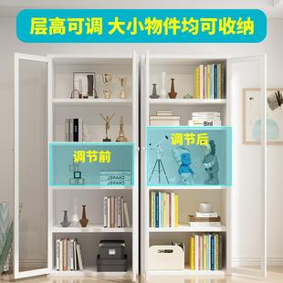 书柜铁书RBU架落家用学生艺客厅卧地室简易轻奢带玻收璃门防尘多