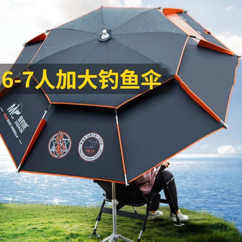 鲸泥防暴雨钓鱼伞大钓伞加厚万向鱼伞双层遮阳伞台钓折叠伞