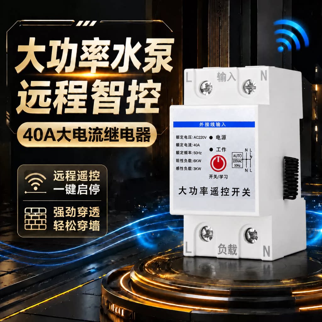 大功率水泵远程遥控器220V无线遥控开关单相智能遥控器3000米