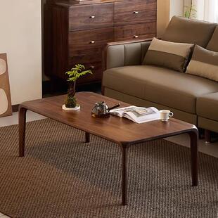 北欧纯实木胡桃木茶台简约小户型家用阳台小茶桌长方形榫卯矮茶几