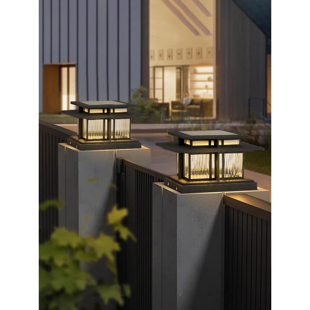 太阳能柱头灯庭院大门灯门柱灯户外围墙灯防水柱子灯别墅大门柱灯