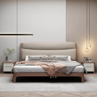 2025新款南美胡桃木全实木双人床卧室家用1.8现代简约1.5主卧储物
