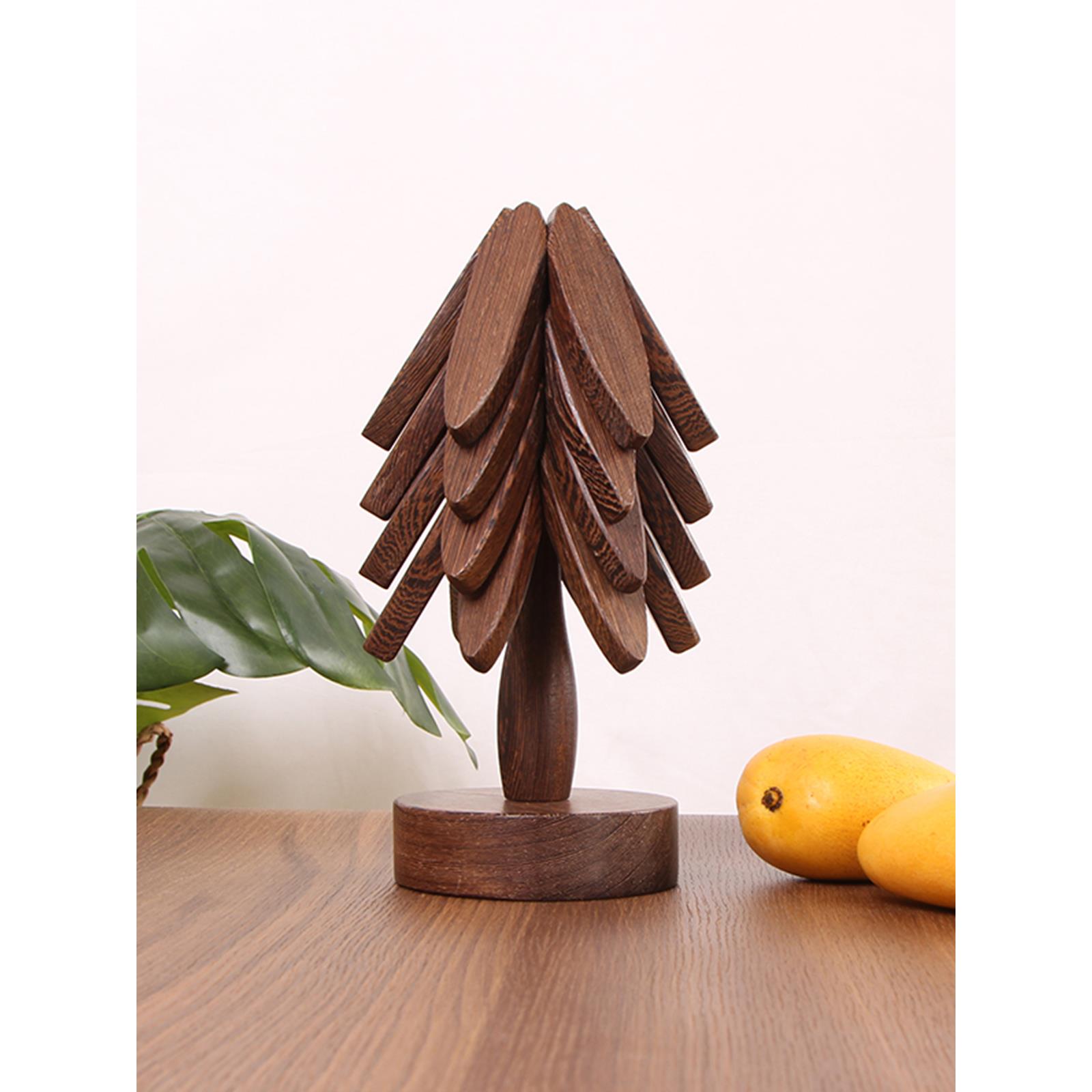 餐桌隔热垫一棵树家用耐高温木质防烫厨房砂锅垫子菜碗垫简约杯垫