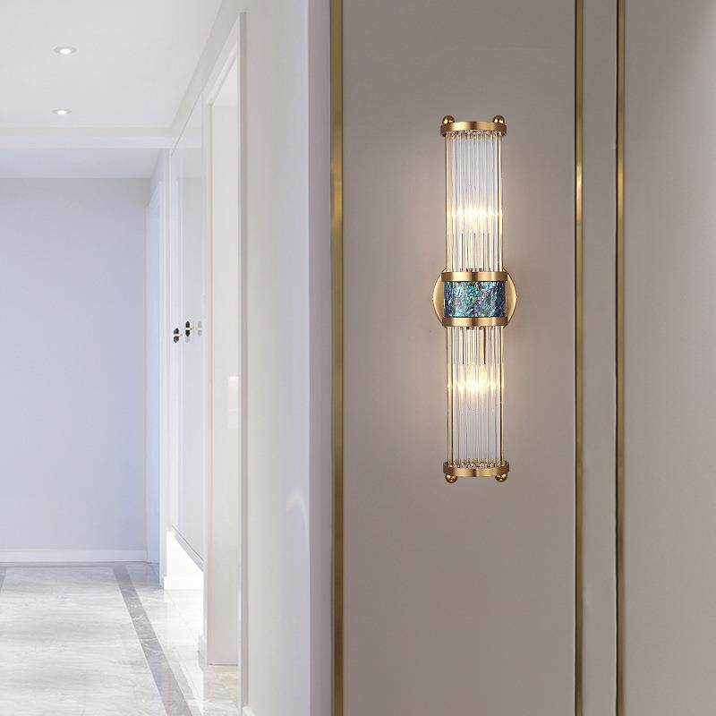 现代轻753奢书卧灯珐琅彩贝壳室客厅水壁灯过道廊电视沙发走背晶
