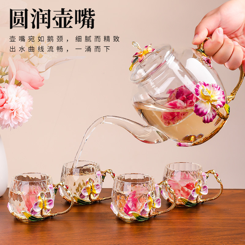 珐琅彩冷水壶耐高温大口径带茶嘴