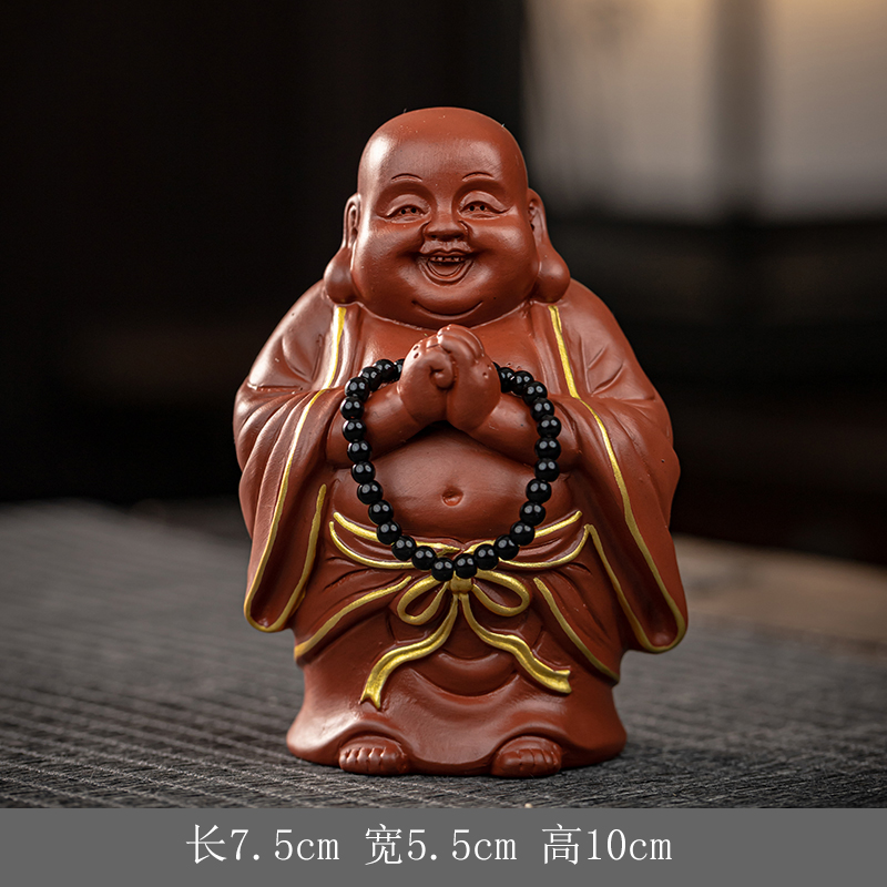 紫砂弥勒财神茶宠摆件
