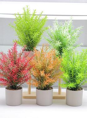仿真迷迭香假花绿植盆栽摆件婚庆装饰桌面装饰塑料花金鱼草天门冬