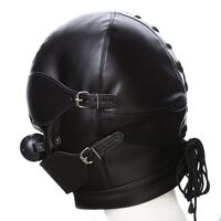 The sm romantic headgear covers the entire face with a mouth-exposing couple vibe. The pu leather mask fully covers the suffocating role-playing male and female characters thumbnail 4