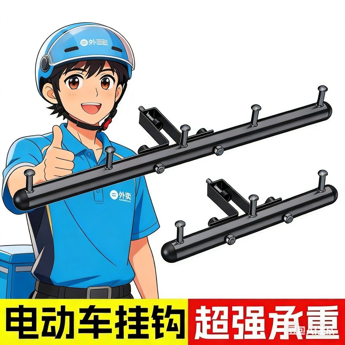 电动车外卖挂餐神器挂钩前置通用电瓶自行车摩托车横杆专用