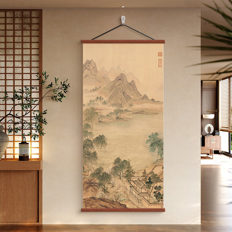 宋氏美学茶室书房办公室装饰画过道走廊玄关挂画客厅正对门山水画