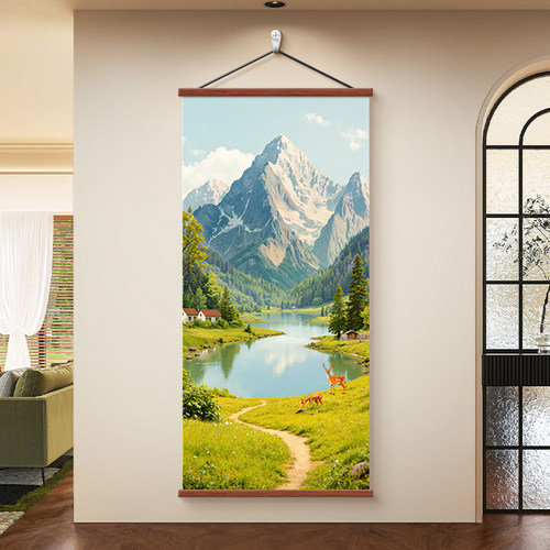 背有靠山入户玄关装饰画山水画