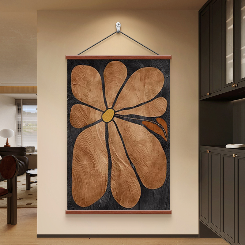 中古风客厅装饰画法式复古沙发背景墙挂画抽象花卉卧室玄关画挂画图片