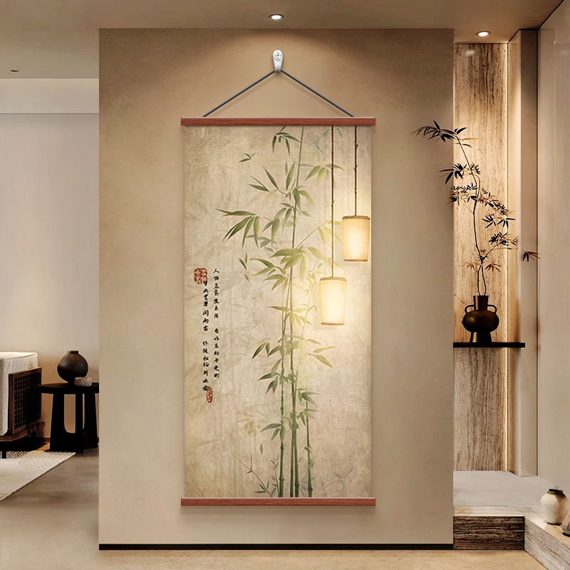 宋代美学玄关绿竹装饰画茶室挂画