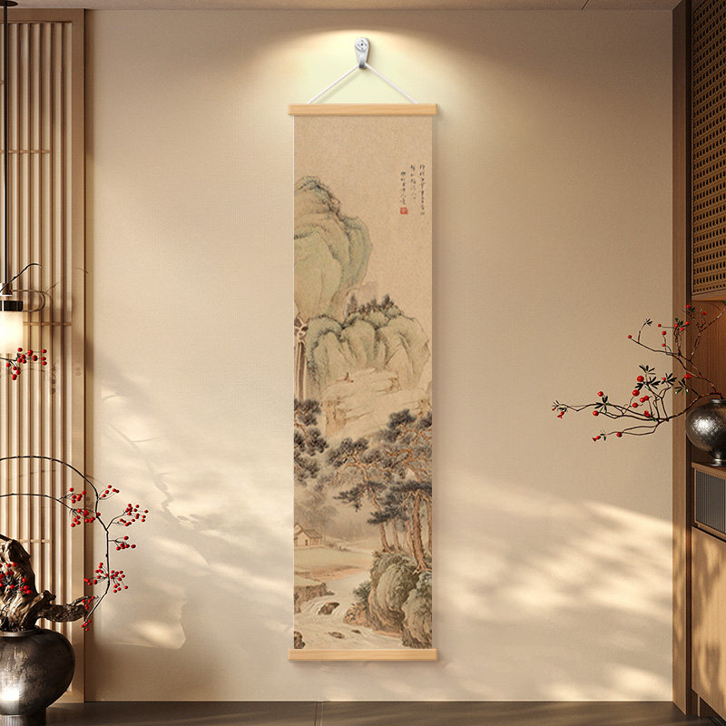松崖观瀑图宋代美学玄关装饰画