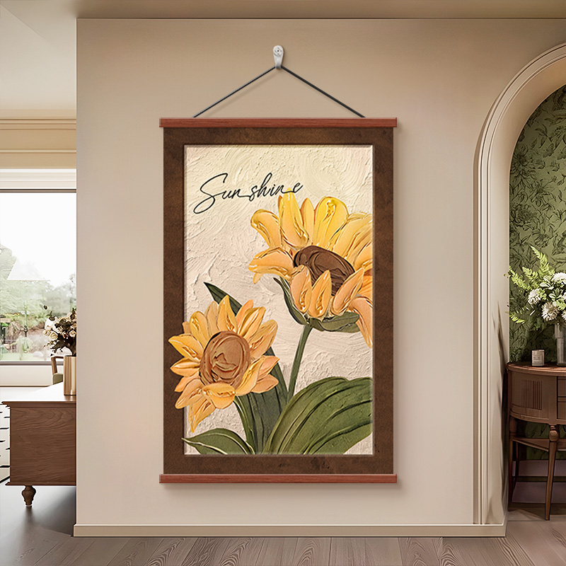 向日葵客厅装饰画中古风玄关挂画