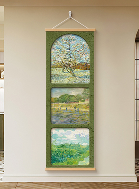 莫奈梵高世界名画装饰画中古复古风客厅进门走廊玄关挂画民宿壁画