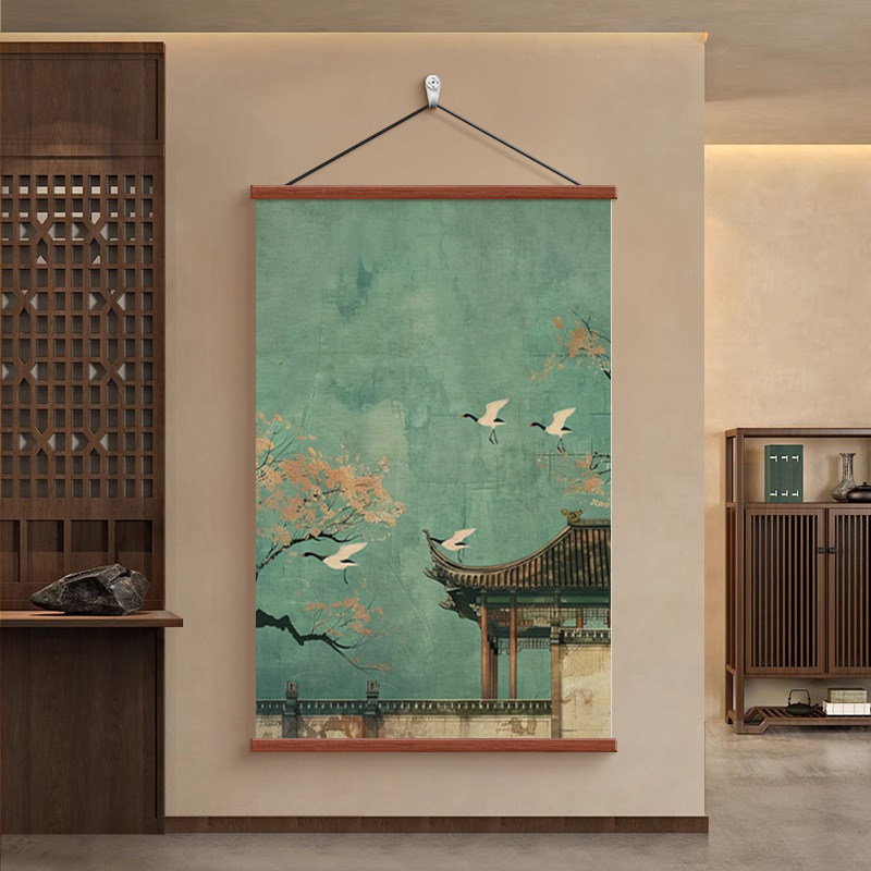 宋式美学书房茶室装饰画新古典民宿酒店遮丑挂画中国风办公室挂件