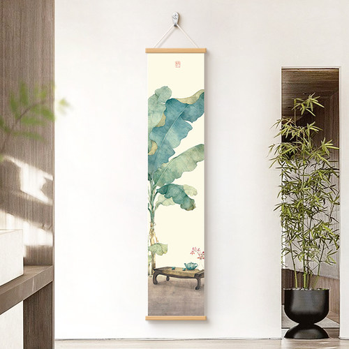 新中式禅意茶室书房办公室卷轴画