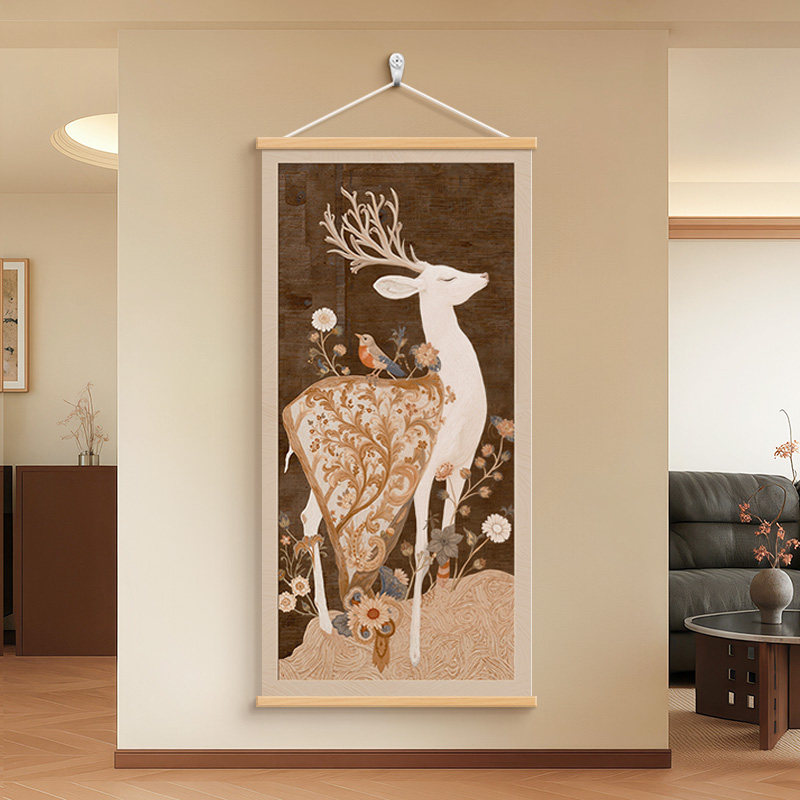 中古风入户玄关装饰画法式复古挂画走廊尽头挂画招财麋鹿卧室壁画,家居饰品,现代装饰画,淘宝优惠券,粉丝福利购,淘宝优惠卷